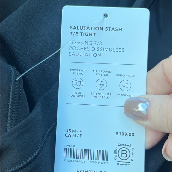 NWT-Athleta Salutation Stash Tight 7/8, Medium Petite - Picture 5 of 5